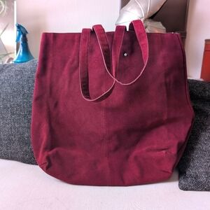 COPY - Just Female Raspberry Suede Leather Tote Bag